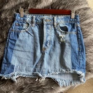 Hidden Two Toned Jean Skirt